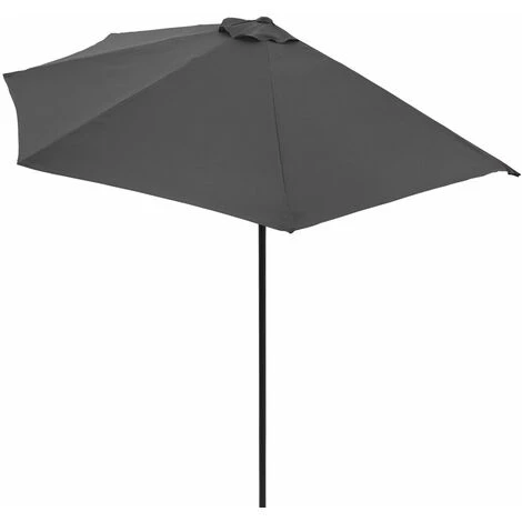 Demi-parasol De Jardin Ø270 Cm Parasol De Balcon Terrasse Avec Manivelle Toile Hydrofuge Protection UV 50+ Anthracite