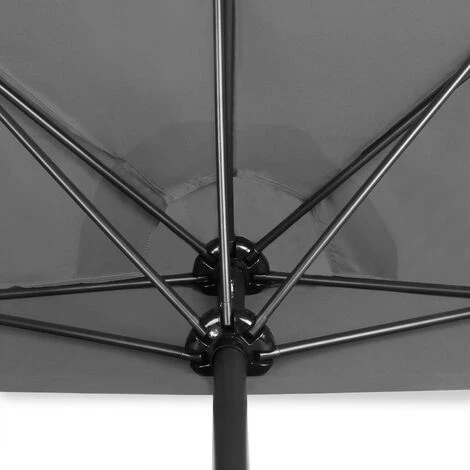 Demi-parasol De Jardin Ø270 Cm Parasol De Balcon Terrasse Avec Manivelle Toile Hydrofuge Protection UV 50+ Anthracite – Image 3