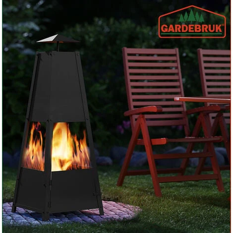 Deuba Brasero De Jardin Pyramide Métal Avec Tisonnier Barbecue Brasier Cheminée Extérieur – Image 2