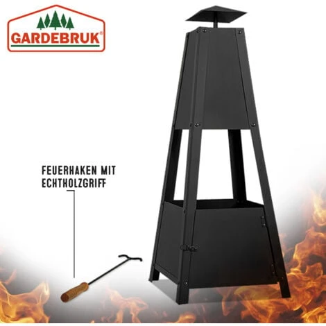 Deuba Brasero De Jardin Pyramide Métal Avec Tisonnier Barbecue Brasier Cheminée Extérieur – Image 5