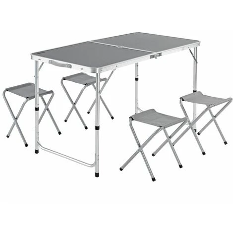 Table De Camping 4 Chaises Pliantes Fonction Valise Gris Ensemble Au Choix Gris
