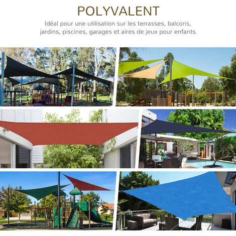 OUTSUNNY Voile D'ombrage Toile Solaire Rectangulaire 6L X 4l M HDPE Jaune – Image 4