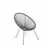 Fauteuil ACAPULCO Forme D'oeuf - Noir - Fauteuil 4 Pieds Design Rétro. Cordage Plastique. Intérieur / Extérieur