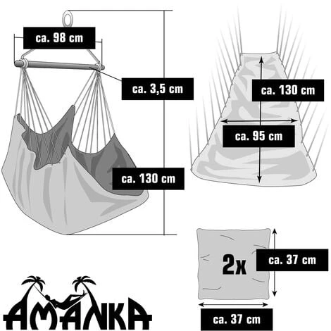 Chaise Suspendue Avec 2 Coussins Réversibles Balançoire D'extérieur Pour Balcon – Image 4