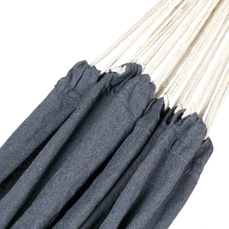 Hamac 210x150 Cm Charge Max 300kg Toile Suspendu Extérieur Pour Jardin Camping Couchette Résistante Aux Intempéries Gris – Image 3