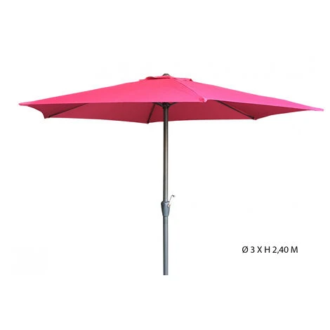 Parasol Rond 3 M Fuchsia Aluminium Et Polyester Ouverture Avec Manivelle - Mobilier De Jardin - Parasol Droit