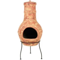 La Hacienda - Cheminée Mexicaine Ray Large En Argile (chapeau + Support)