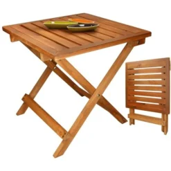 Table Pliante D'appoint Pour Jardin Terrase Table Basse En Bois De Pin 46X46 Cm