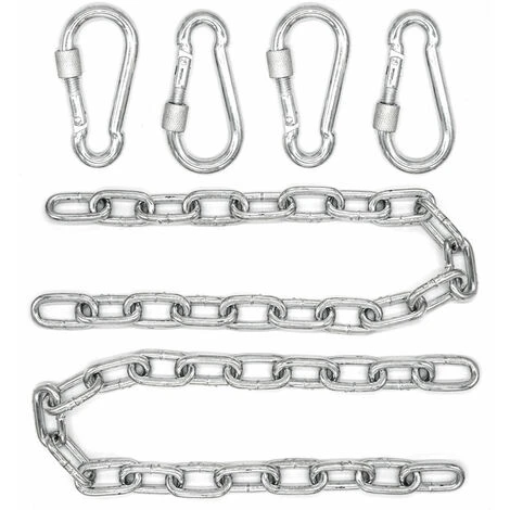 2x50cm Chaîne De Chaise Suspendue 230kg 4 Mousquetons Balançoire Hamac