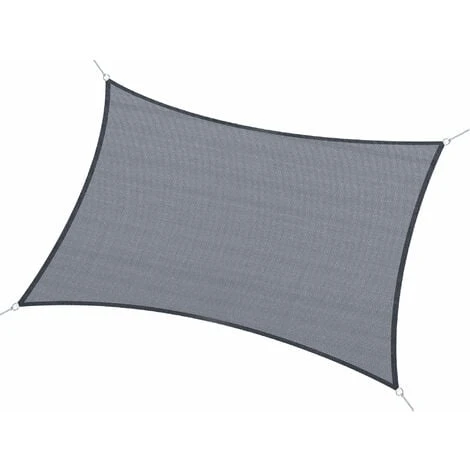 OUTSUNNY Voile D'ombrage Rectangulaire 6L X 4l M HDPE Gris
