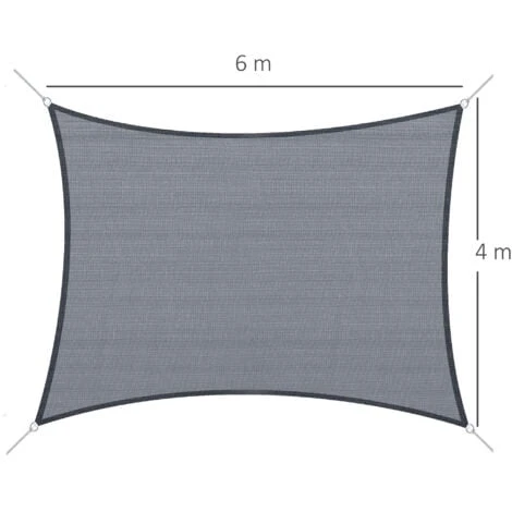 OUTSUNNY Voile D'ombrage Rectangulaire 6L X 4l M HDPE Gris – Image 3