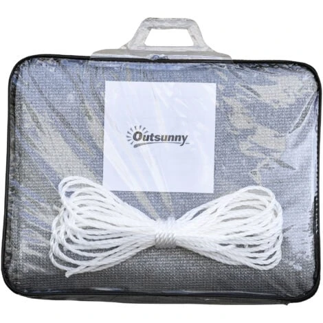 OUTSUNNY Voile D'ombrage Rectangulaire 6L X 4l M HDPE Gris – Image 4