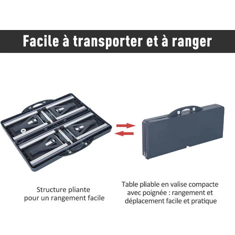 OUTSUNNY Table De Camping Pique Nique Pliante Portable 4 Personnes Aluminium Plastique Gris Foncé – Image 5