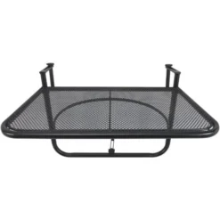 OUTSUNNY Table Suspendue Pour Balcon Dim. 60L X 56,5l Cm Hauteur Réglable 3 Niveaux Métal époxy Noir