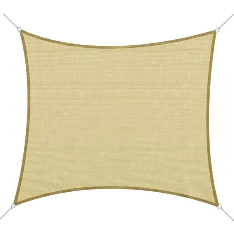 OUTSUNNY Voile D'ombrage Carré 3 X 3 M Polyéthylène Haute Densité Résistant Aux UV Coloris Sable
