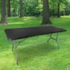 Table Pliante 180 Cm D'Appoint Rectangulaire Noire - Table De Camping 8 Personnes L180 X L74 X H74cm En HDPE Haute Densité Épaisseur 3,5 Cm - Pieds En Acier Pelliculé Gris - Idéal Cérémonies