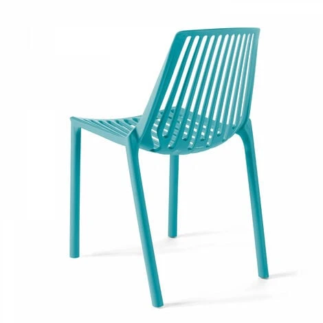 Chaise De Jardin Ajourée En Plastique Bleu – Image 2