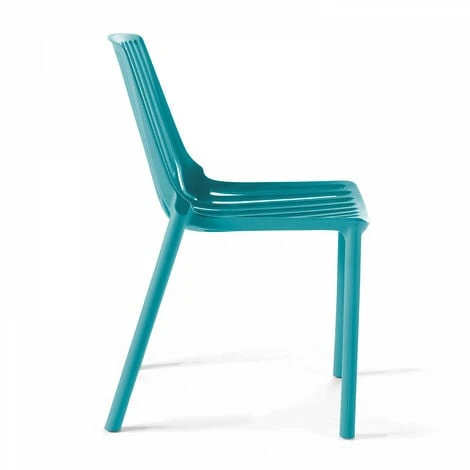 Chaise De Jardin Ajourée En Plastique Bleu – Image 3