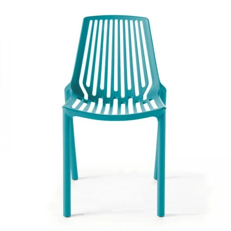 Chaise De Jardin Ajourée En Plastique Bleu – Image 4