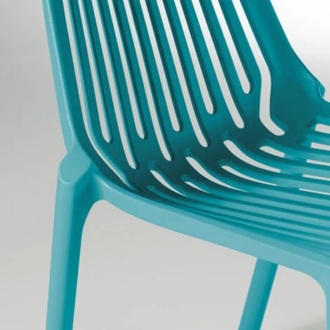 Chaise De Jardin Ajourée En Plastique Bleu – Image 5