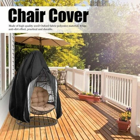 Kueatily Housse De Chaise Suspendue Oxford De Protection Imperméable à L'eau Et à La Poussière Pour Patio, Chaise à Bascule, Chaise Flottante (Black) – Image 2