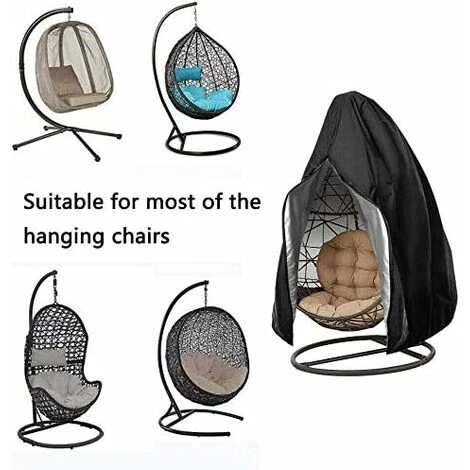 Kueatily Housse De Chaise Suspendue Oxford De Protection Imperméable à L'eau Et à La Poussière Pour Patio, Chaise à Bascule, Chaise Flottante (Black) – Image 5