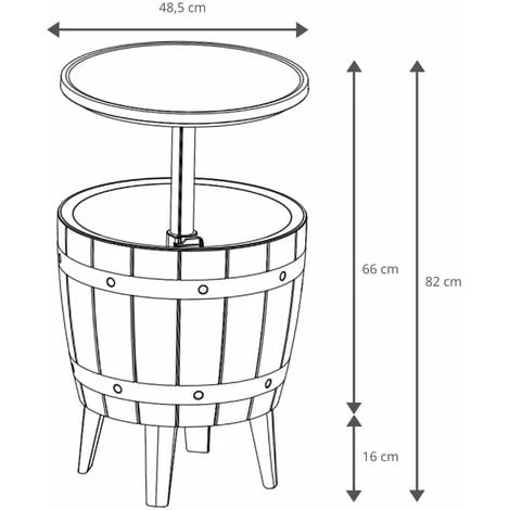 Glacière Table D'Appoint Pour Jardin En Résine Cosmopolitan Beige Gardiun 37 L 48,5x48,5x57/82 Cm – Image 5