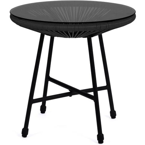 Salon De Jardin IZMIR Table Et 2 Fauteuils Oeuf Cordage Noir – Image 3