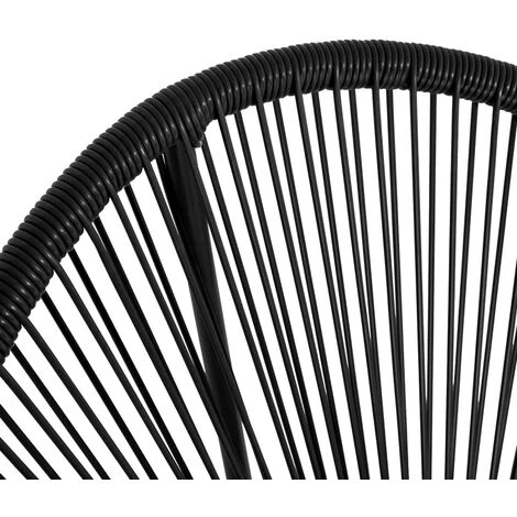 Salon De Jardin IZMIR Table Et 2 Fauteuils Oeuf Cordage Noir – Image 4