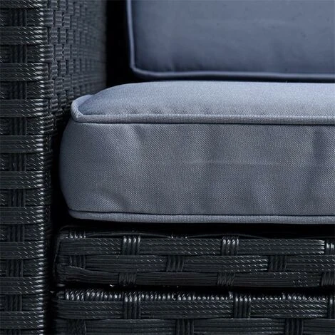 Fauteuil De Jardin Avec Coussins En Polyrotin Noir – Image 2