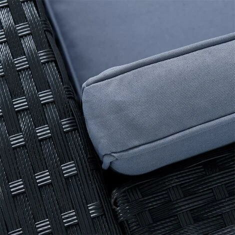 Fauteuil De Jardin Avec Coussins En Polyrotin Noir – Image 3