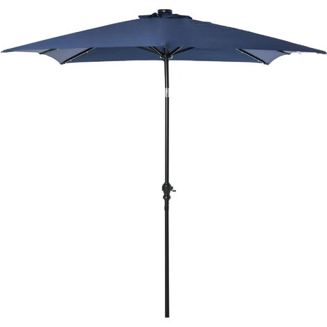 OUTSUNNY Parasol Lumineux Rectangulaire Inclinable Dim. 2,68L X 2,05l X 2,48H M Parasol LED Solaire Métal Polyester Haute Densité Bleu
