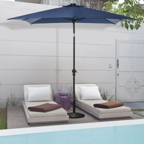OUTSUNNY Parasol Lumineux Rectangulaire Inclinable Dim. 2,68L X 2,05l X 2,48H M Parasol LED Solaire Métal Polyester Haute Densité Bleu – Image 2