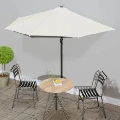 Parasol De Balcon Avec Mât En Aluminium Sable 300x150 Cm Demi