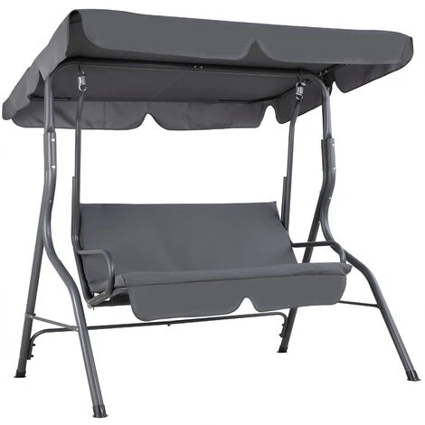Balancelle De Jardin Avec Toit Réglable Max. 200kg Cadre Acier Couleur Au Choix Anthracite