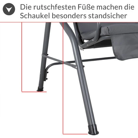 Balancelle De Jardin Avec Toit Réglable Max. 200kg Cadre Acier Couleur Au Choix Anthracite – Image 5