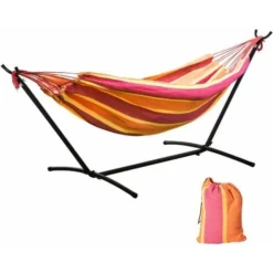 OUTSUNNY Hamac De Jardin Avec Support En Métal époxy Hamac Sur Pied 1 Place Charge Max. 120 Kg Sac Transport Rouge