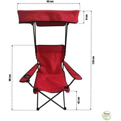 Chaise Pliante Avec Pare Soleil Sunrise Rouge – Image 2