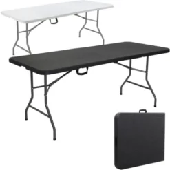 AREBOS Table Pliante Table De Buffet Look Rotin Table De Jardin Table De Camping