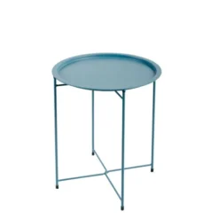 Table D'appoint, Table Basse Pliante Bleu De Jardin En Acier Epoxy 46X52CM- Meuble De Jardin