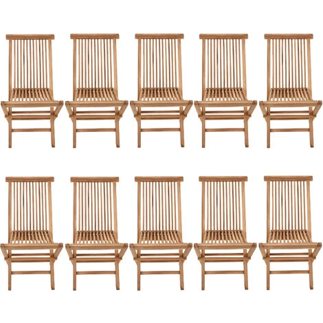 SALENTO - Lot De 10 Chaises De Jardin Pliantes En Teck Pour L'Extérieur Teinte Naturelle