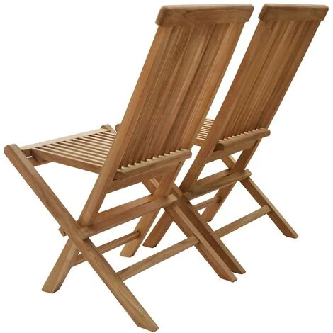 SALENTO - Lot De 10 Chaises De Jardin Pliantes En Teck Pour L'Extérieur Teinte Naturelle – Image 3