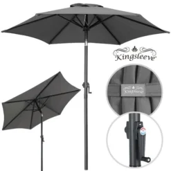 KINGSLEEVE® Parasol Inclinable Ø 200cm Parasol En Aluminium Avec Manivelle Protection Solaire Jardin Terrasse Extérieur Anthracite
