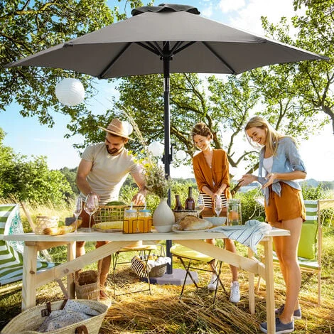 KINGSLEEVE® Parasol Inclinable Ø 200cm Parasol En Aluminium Avec Manivelle Protection Solaire Jardin Terrasse Extérieur Anthracite – Image 3