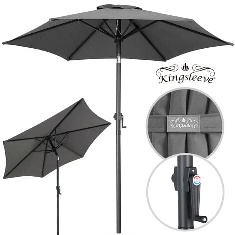 KINGSLEEVE® Parasol Inclinable Ø 200cm Parasol En Aluminium Avec Manivelle Protection Solaire Jardin Terrasse Extérieur Anthracite – Image 4