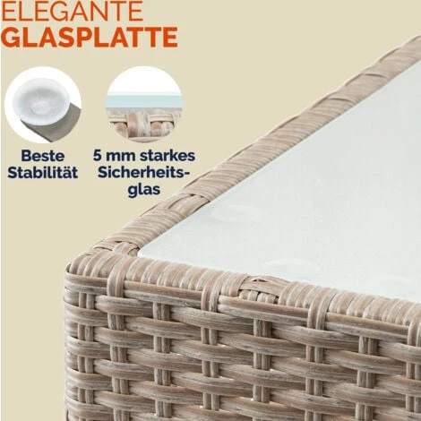 Table D’appoint En Polyrotin Table Basse Avec Plaque En Verre Petite Table De Jardin En Résine Tressée M2 - 58x58x42cm (de) – Image 5