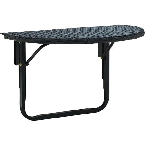 Table De Balcon 60x60x32 Cm Noir Résine Tressée VidaXL