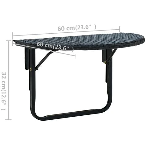 Table De Balcon 60x60x32 Cm Noir Résine Tressée VidaXL – Image 3