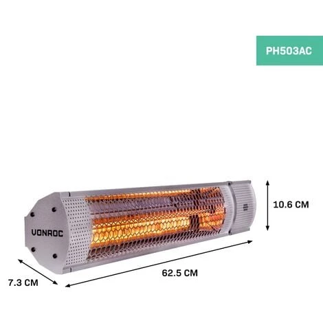 Chauffage De Terrasse 2000W - Argenté – 2 Réglages De Chaleur – Rayonnements Lumineux Faibles - Télécommande Incluse – Image 3