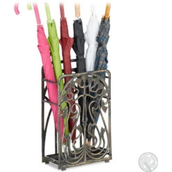 Relaxdays Porte-parapluies Vintage En Fonte D'alu Rétro Antique Vintage HxlxP: 48,5 X 30,5 X 16 Cm, Bronze